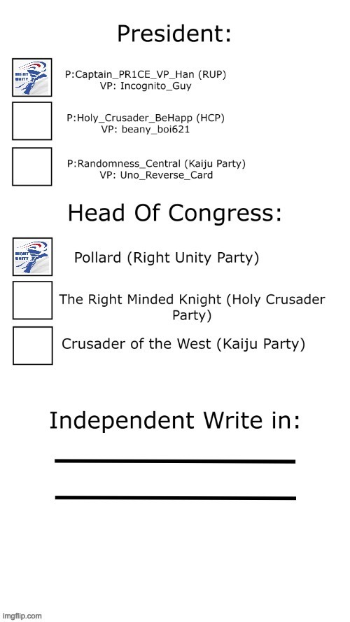 Vote Captain_PR1CE_VP_Han for President and Pollard for Congress. Go RUP! | image tagged in and,vote,incognitoguy,for,vice president,too | made w/ Imgflip meme maker