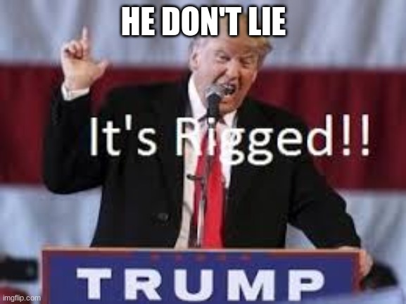 this election is rigged | HE DON'T LIE | image tagged in this election is rigged | made w/ Imgflip meme maker