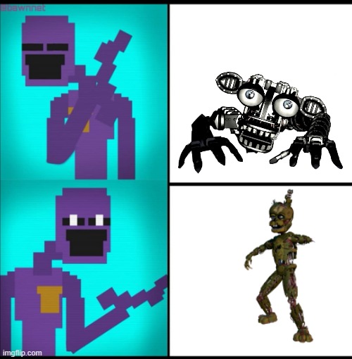 Drake Hotline Bling Meme FNAF EDITION | image tagged in drake hotline bling meme fnaf edition | made w/ Imgflip meme maker