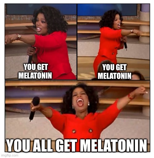 Oprah melatonin | YOU GET MELATONIN; YOU GET MELATONIN; YOU ALL GET MELATONIN | image tagged in funny memes | made w/ Imgflip meme maker