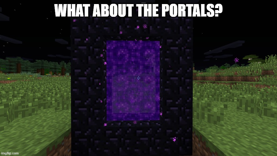 Nether Portal | WHAT ABOUT THE PORTALS? | image tagged in nether portal | made w/ Imgflip meme maker