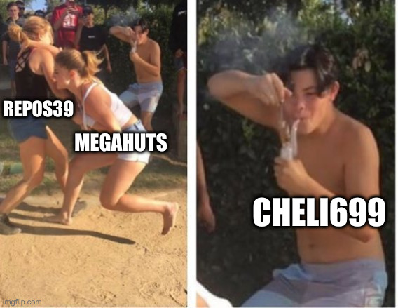 Dabbing Dude | REPOS39; MEGAHUTS; CHELI699 | image tagged in dabbing dude | made w/ Imgflip meme maker