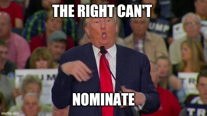 Trump Retard | THE RIGHT CAN'T NOMINATE | image tagged in trump retard | made w/ Imgflip meme maker