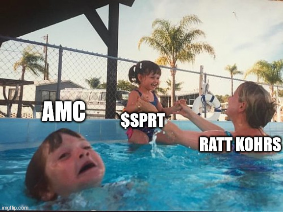 drowning kid in the pool | AMC; $SPRT; RATT KOHRS | image tagged in drowning kid in the pool,matt kohrs,amc | made w/ Imgflip meme maker