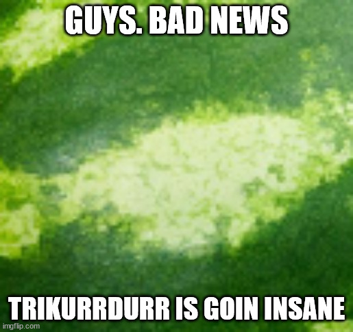 MELON BACKROUND | GUYS. BAD NEWS; TRIKURRDURR IS GOIN INSANE | image tagged in melon backround | made w/ Imgflip meme maker