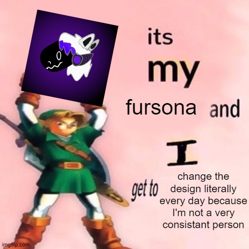sometimes the hair is all purple then all black then all white and then white with a purple spot and then its floofy and then it | fursona; change the design literally every day because I'm not a very consistant person | image tagged in it's my ___ and i get to ____,furry,art,character | made w/ Imgflip meme maker