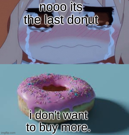 last donut | nooo its the last donut; i don't want to buy more. | image tagged in memes,this is fine | made w/ Imgflip meme maker