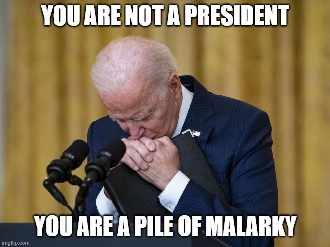 POS Biden Crumples | YOU ARE NOT A PRESIDENT; YOU ARE A PILE OF MALARKY | image tagged in pos biden crumples | made w/ Imgflip meme maker