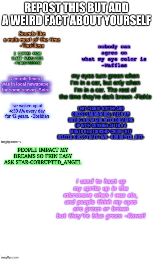 sprite pride bitches | i used to heat up my sprite up in the microwave when i was six, and people think my eyes are green or brown but they're blue green -Kawaii | made w/ Imgflip meme maker