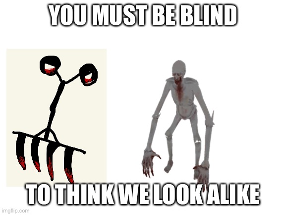 Blank White Template | YOU MUST BE BLIND TO THINK WE LOOK ALIKE | image tagged in blank white template | made w/ Imgflip meme maker