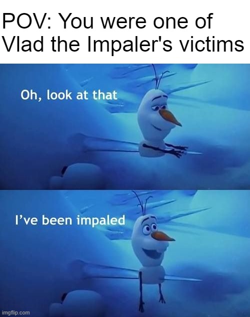 I've been impaled | POV: You were one of Vlad the Impaler's victims | image tagged in i've been impaled | made w/ Imgflip meme maker