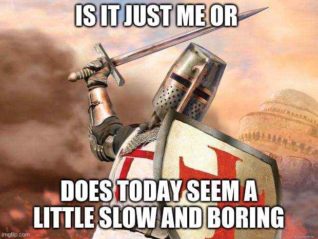 crusader | IS IT JUST ME OR; DOES TODAY SEEM A LITTLE SLOW AND BORING | image tagged in crusader | made w/ Imgflip meme maker