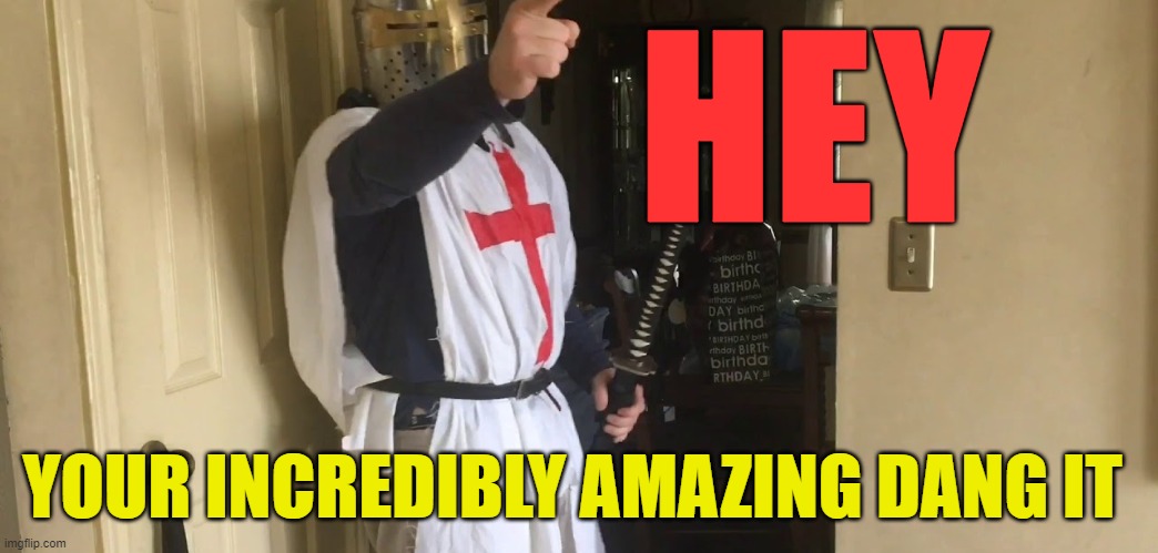 HEY | HEY; YOUR INCREDIBLY AMAZING DANG IT | image tagged in cease your heresy | made w/ Imgflip meme maker