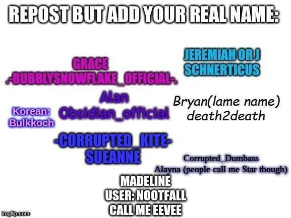 MADELINE
USER: NOOTFALL
CALL ME EEVEE | image tagged in hi | made w/ Imgflip meme maker