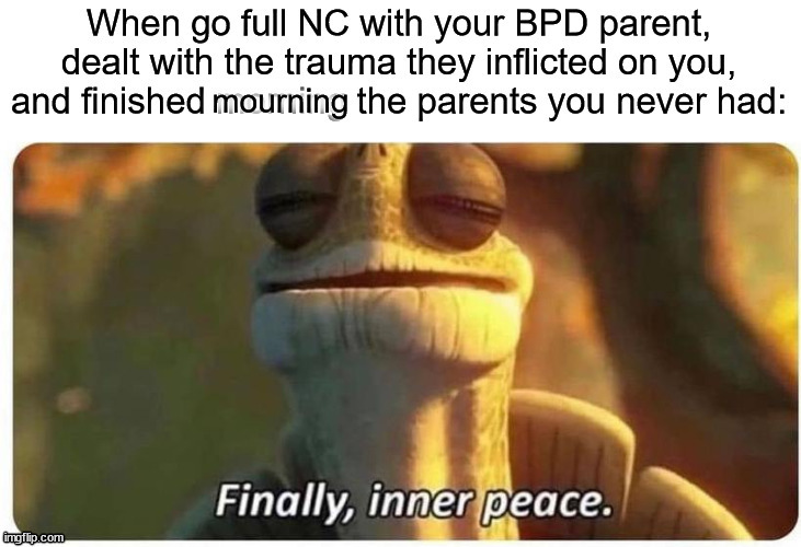 NC=no contact | mourning | image tagged in bpd,trauma,childhood trauma,it gets better | made w/ Imgflip meme maker