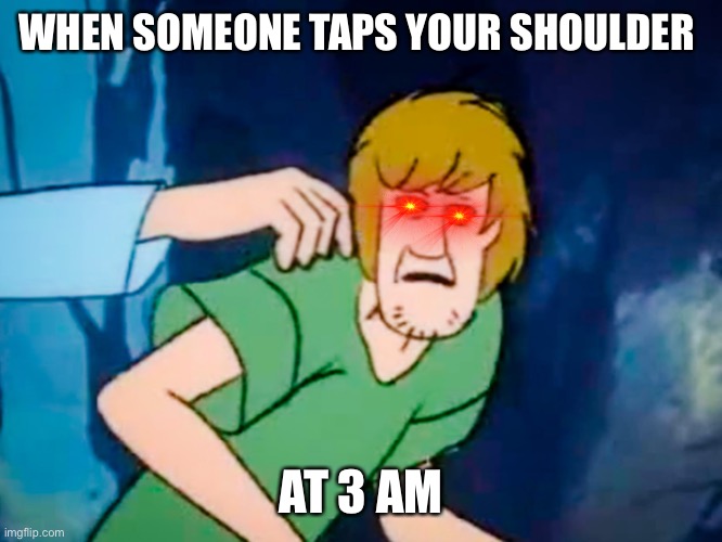 Quick, use your powers shaggy! | WHEN SOMEONE TAPS YOUR SHOULDER; AT 3 AM | image tagged in shaggy meme | made w/ Imgflip meme maker