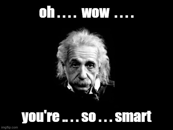 Albert Einstein 1 Meme | oh . . . .  wow  . . . . you're .. . . so . . . smart | image tagged in memes,albert einstein 1 | made w/ Imgflip meme maker
