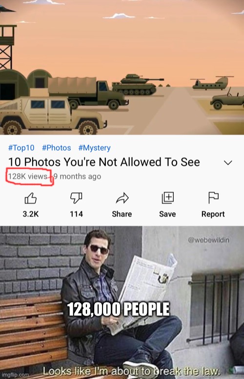 Pleopcold | 128,000 PEOPLE | image tagged in looks like i'm about to break the law,funny,memes,road safety laws prepare to be ignored,youtube | made w/ Imgflip meme maker