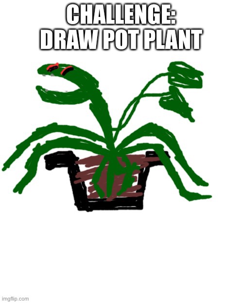 Yeah I need to draw a better version | CHALLENGE: DRAW POT PLANT | image tagged in pot,plant | made w/ Imgflip meme maker