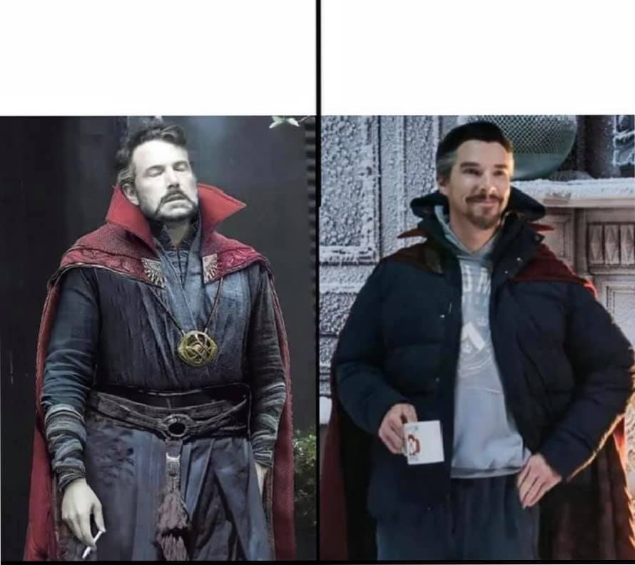 Doctor Strange Tired vs Happy Blank Meme Template