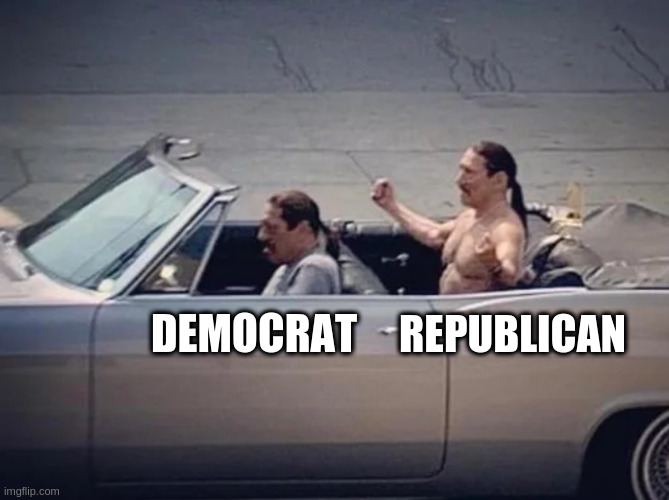 Irony | REPUBLICAN; DEMOCRAT | image tagged in irony | made w/ Imgflip meme maker