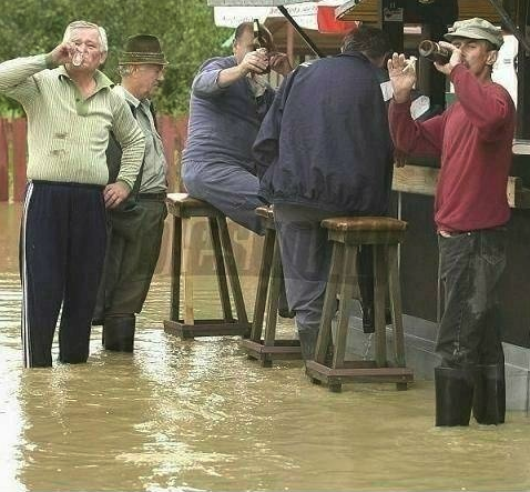 High Quality drinking during flood Blank Meme Template