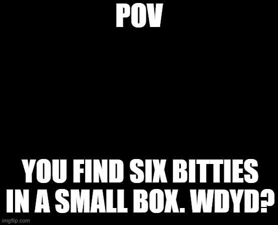 Six Bitties RP | POV; YOU FIND SIX BITTIES IN A SMALL BOX. WDYD? | made w/ Imgflip meme maker