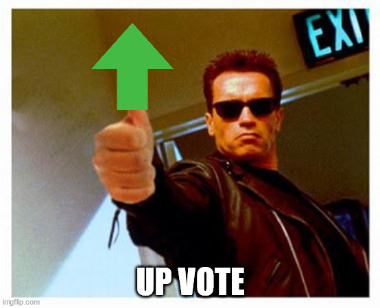 terminator thumbs up | UP VOTE | image tagged in terminator thumbs up | made w/ Imgflip meme maker