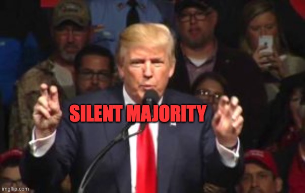 Trump Quotation Marks | SILENT MAJORITY | image tagged in trump quotation marks | made w/ Imgflip meme maker