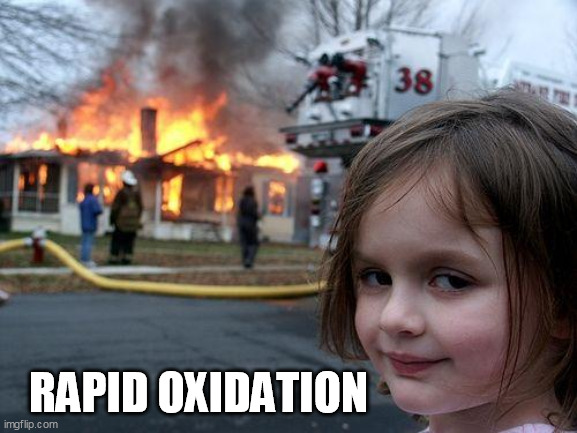 Disaster Girl Meme | RAPID OXIDATION | image tagged in memes,disaster girl | made w/ Imgflip meme maker