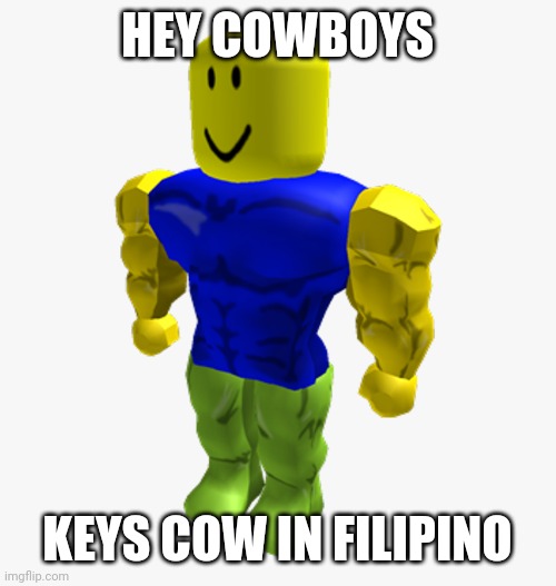 Your average Robloxian | HEY COWBOYS; KEYS COW IN FILIPINO | image tagged in your average robloxian | made w/ Imgflip meme maker