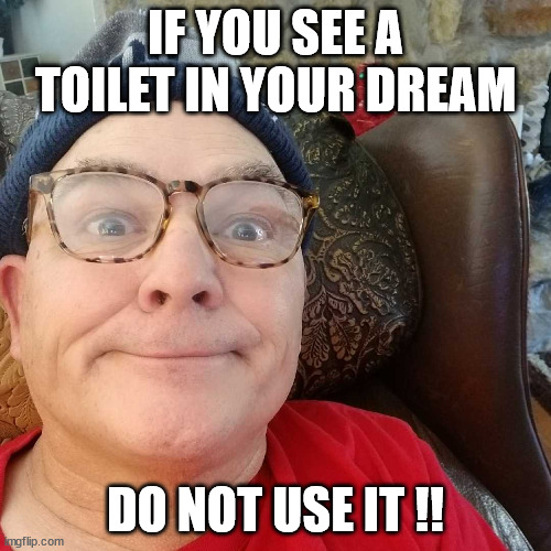 Durl Earl | IF YOU SEE A TOILET IN YOUR DREAM; DO NOT USE IT !! | image tagged in durl earl | made w/ Imgflip meme maker