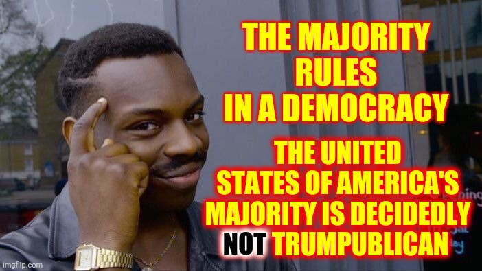 Accept The Truth | THE MAJORITY RULES IN A DEMOCRACY; THE UNITED STATES OF AMERICA'S MAJORITY IS DECIDEDLY NOT TRUMPUBLICAN; NOT | image tagged in memes,roll safe think about it,losers,biggest loser,sore loser,adios | made w/ Imgflip meme maker