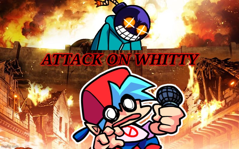 Attack on Whitty Movie Poster | ATTACK ON WHITTY | image tagged in friday night funkin,mad whitty,boyfriend,movies,thriller,memes | made w/ Imgflip meme maker