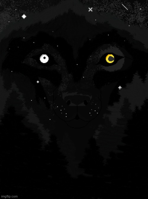 Some quick art I made as a test to explore some more features of Pixilart, though I really liked this one and wanted to post it. | image tagged in pixel,art,wolf,dark,stop reading the tags,ha ha tags go brr | made w/ Imgflip meme maker