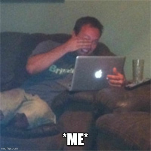 Laughing laptop guy | *ME* | image tagged in laughing laptop guy | made w/ Imgflip meme maker