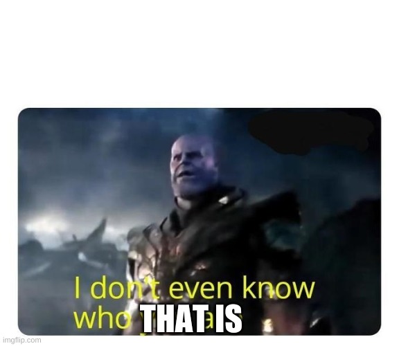 thanos I don't even know who you are | THAT IS | image tagged in thanos i don't even know who you are | made w/ Imgflip meme maker