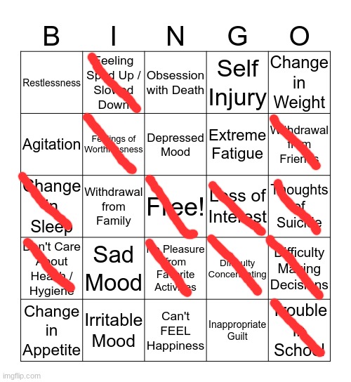 I need help | image tagged in depression bingo 1 | made w/ Imgflip meme maker