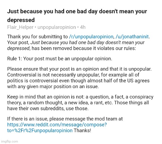 Not even Reddit can't handle my opinion | made w/ Imgflip meme maker