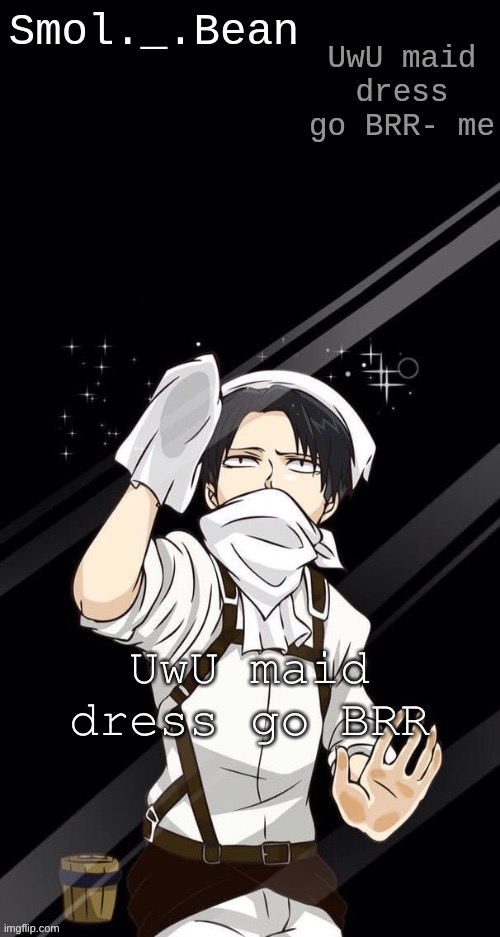 UwU maid dress go BRR | image tagged in beans levi temp | made w/ Imgflip meme maker