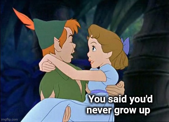 Peter Pan and Wendy | You said you'd     
never grow up | image tagged in peter pan and wendy | made w/ Imgflip meme maker