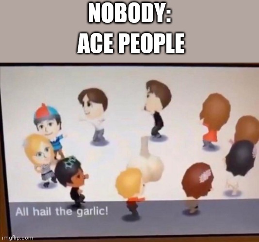 ALL HAIL THE GARLIC XD | NOBODY:; ACE PEOPLE | image tagged in all hail the garlic,xd,asexual | made w/ Imgflip meme maker