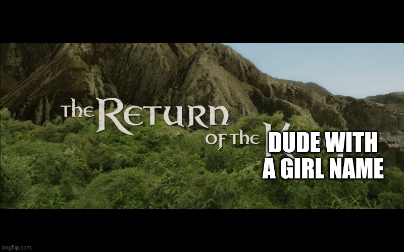 H e l l o h u m e n s | DUDE WITH A GIRL NAME | image tagged in return of the king | made w/ Imgflip meme maker