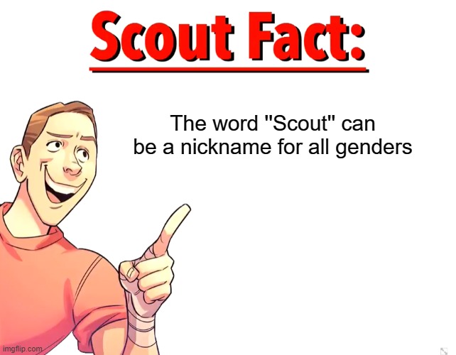 Scout Fact | The word ''Scout'' can be a nickname for all genders | image tagged in scout fact | made w/ Imgflip meme maker