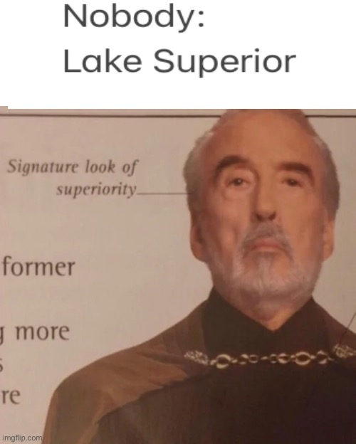 Signature Look of superiority | image tagged in signature look of superiority,lake,star wars,michigan | made w/ Imgflip meme maker