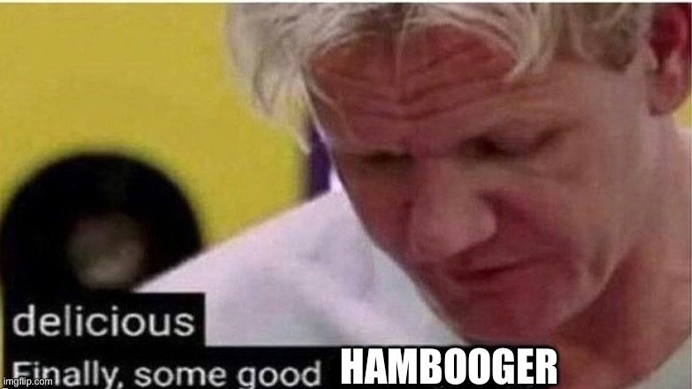 Gordon loves hamboogers | HAMBOOGER | image tagged in gordon ramsay finally some good censored ed,chef gordon ramsay,hamburger,boogers,hambooger | made w/ Imgflip meme maker