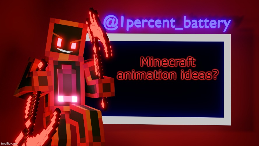 Has to be sfw tho | Minecraft animation ideas? | image tagged in 1percent_battery's trash template | made w/ Imgflip meme maker