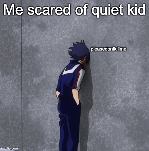 I read too much quiet kid memes | pleasedontkillme; Me scared of quiet kid | image tagged in tamaki hiding | made w/ Imgflip meme maker