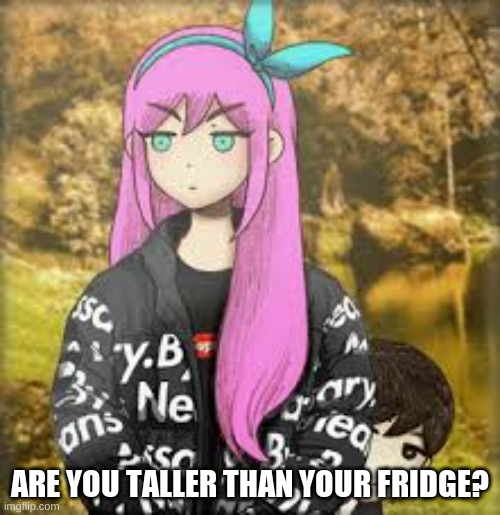 Aubrey drip | ARE YOU TALLER THAN YOUR FRIDGE? | image tagged in aubrey drip | made w/ Imgflip meme maker