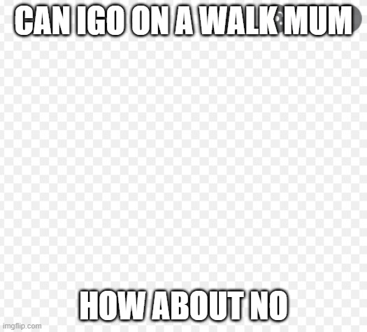 EDSD | CAN IGO ON A WALK MUM; HOW ABOUT NO | image tagged in edsd | made w/ Imgflip meme maker